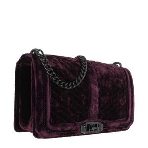 Rebecca Minkoff Crossbody Chevron Quilted Love Dark Cherry Velvet Crossbody